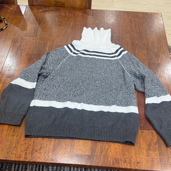 Karen Scott Gray and White Turtle Neck  Sweater - Picture 1 of 6